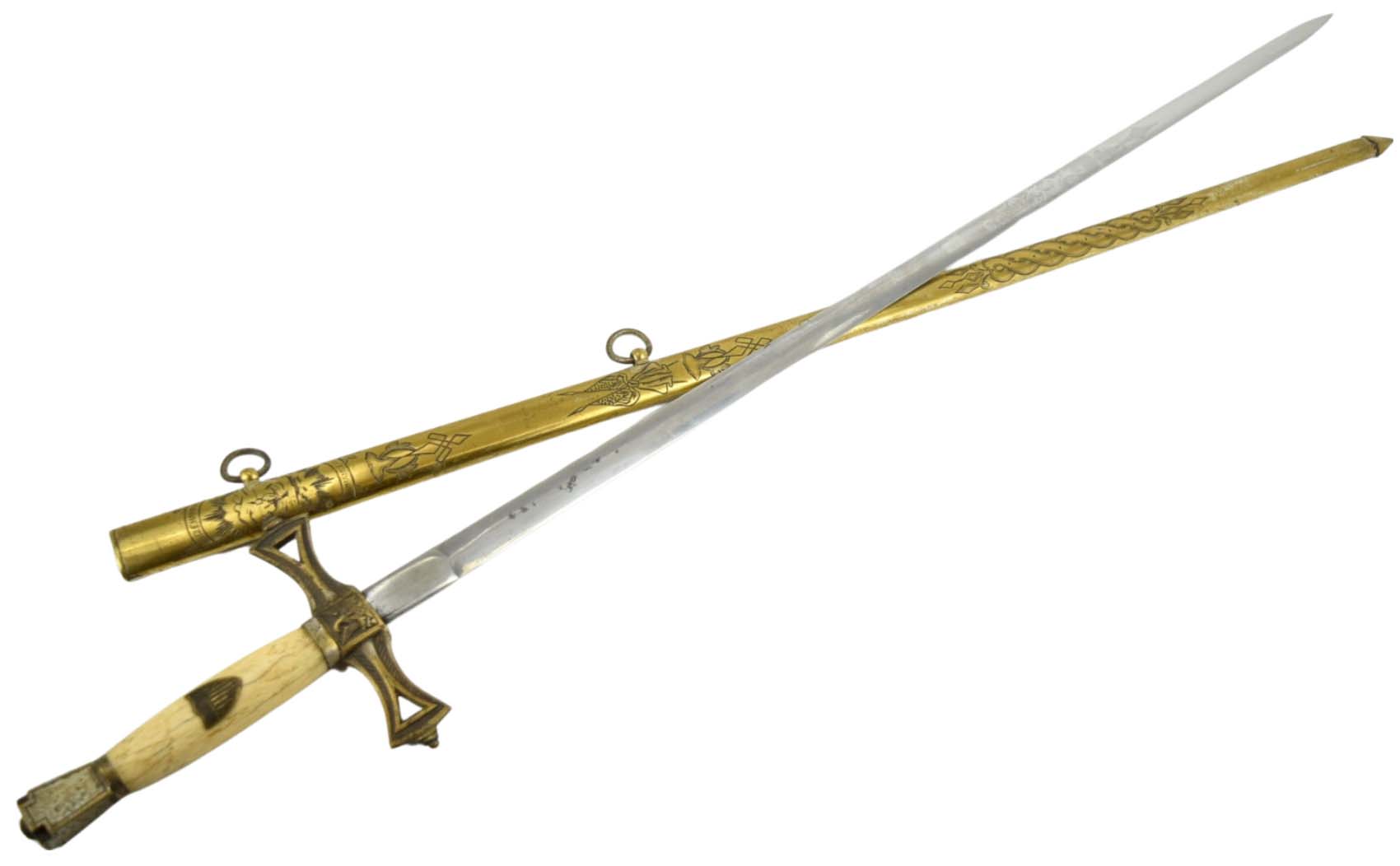 Unusual US Civil War Militia Sword with Decorated Scabbard