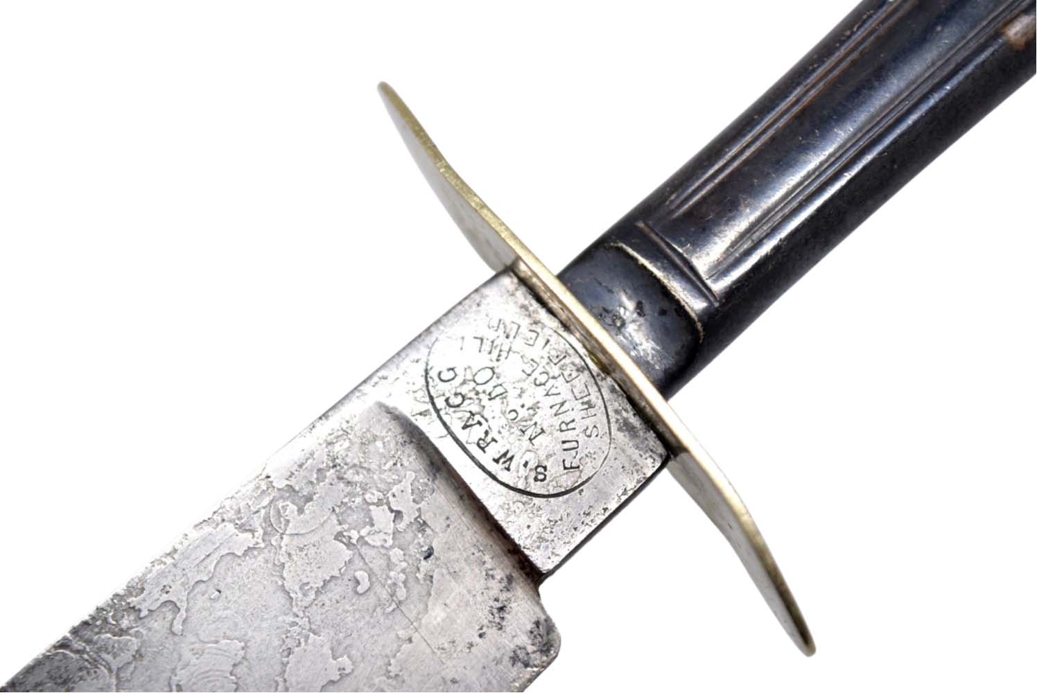 19th Century Bowie Knife. Blade Bearing The Maker Mark - S. Wragg