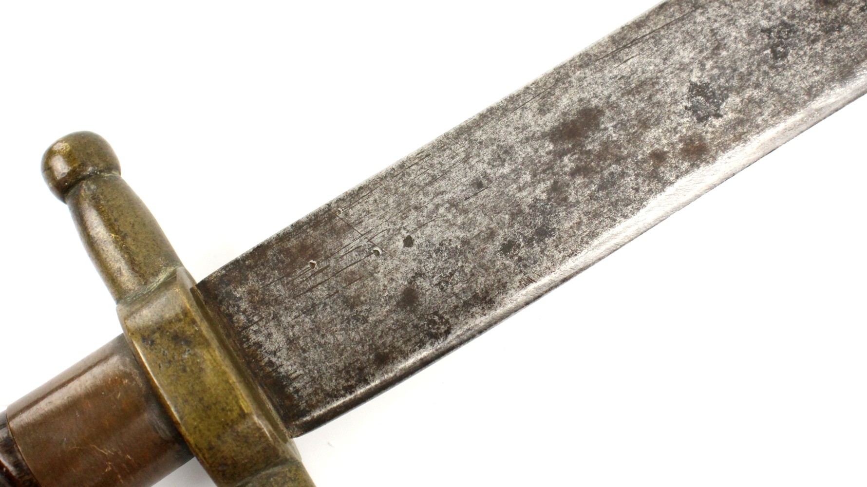 Very Nice Mexican to Civil War era Large Bowie Knife or Short Sword with Fine Carved Horn Grip & Pommel.