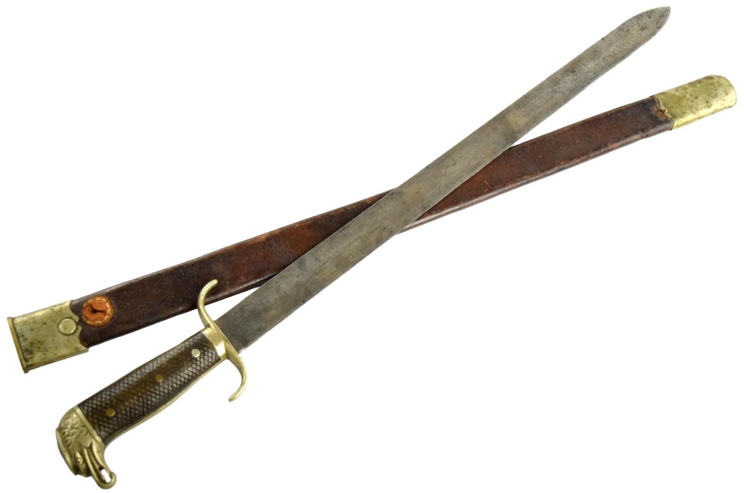 Nice 19th C. Mexican Military Machete Sword with Eagle Head Pommel