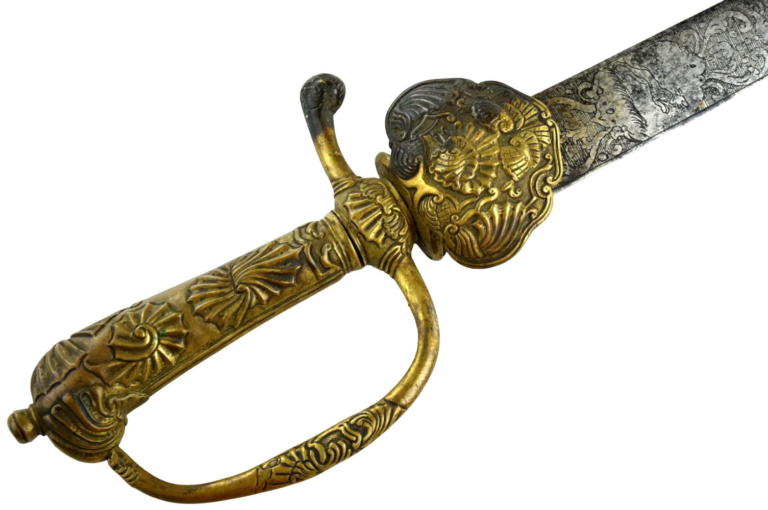 18th-century German hunting sword Dagger ~ Nice engraved blade