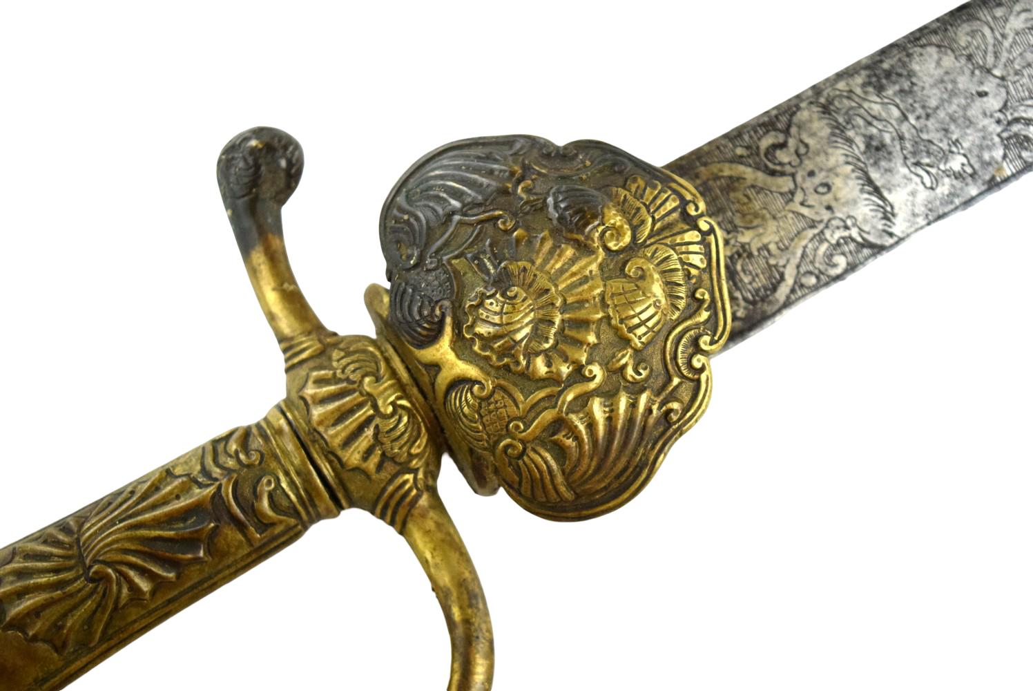 18th-century German hunting sword Dagger ~ Nice engraved blade