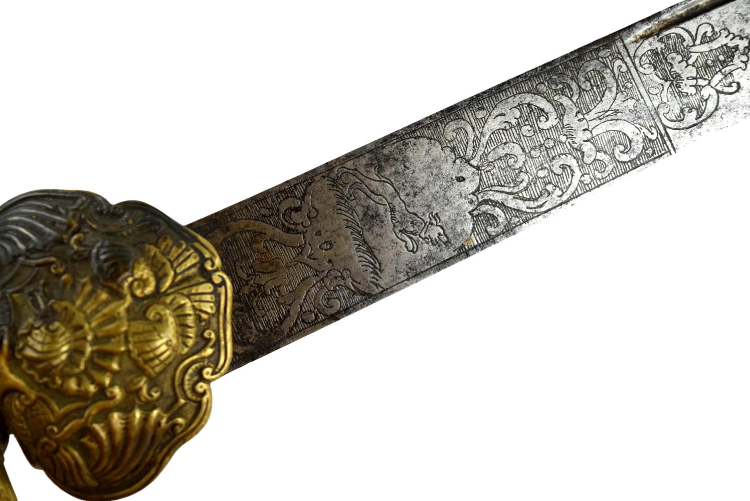 18th-century German hunting sword Dagger ~ Nice engraved blade