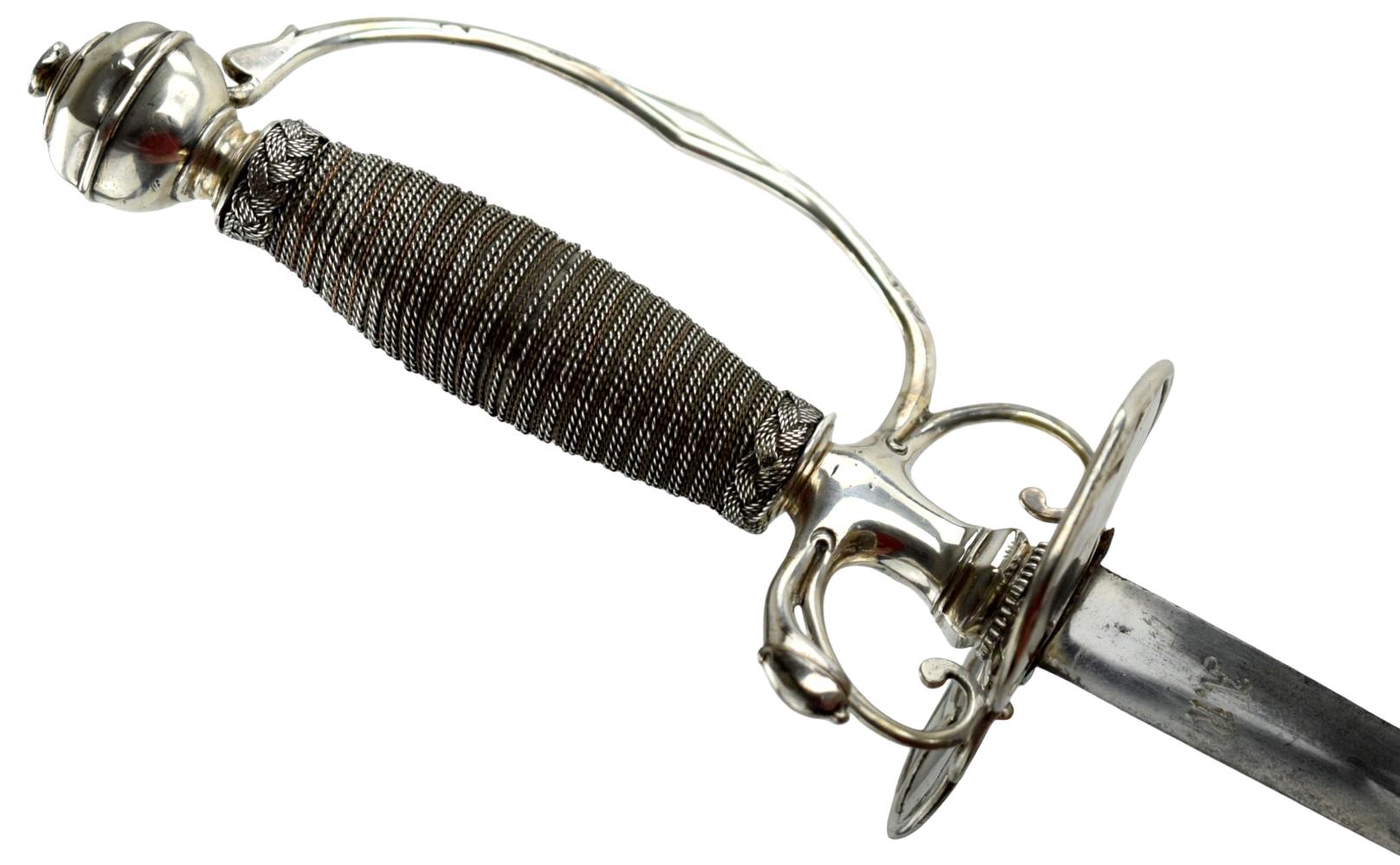 Very Good American Revolution Era Officer's Rapier Sword with Solid Silver Hilt