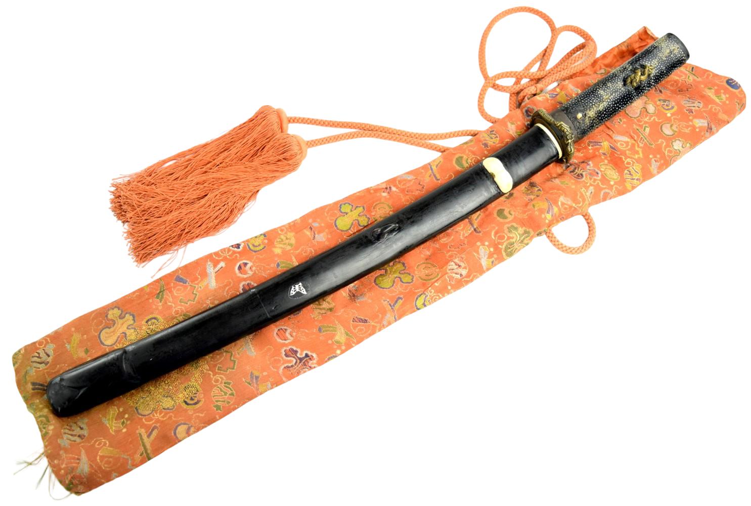 Fine Shinshinto Japanese Samurai Wakizashi Sword in Aikuchi Style Mounts with Samegawa Hilt