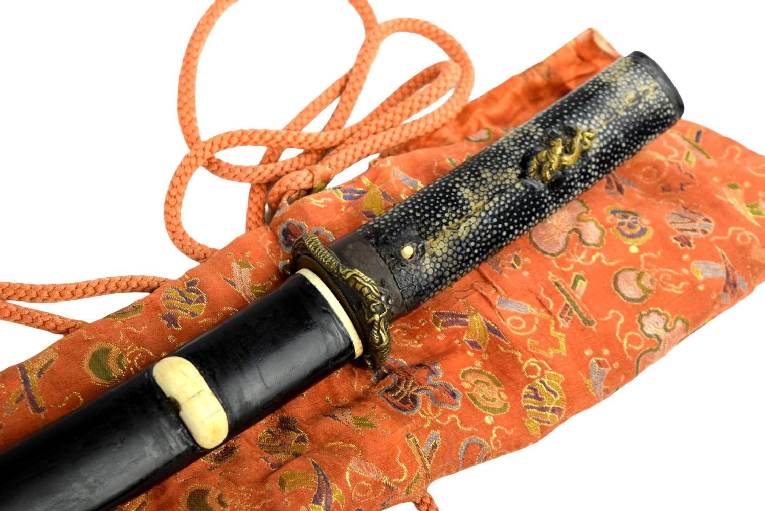 Fine Shinshinto Japanese Samurai Wakizashi Sword in Aikuchi Style Mounts with Samegawa Hilt