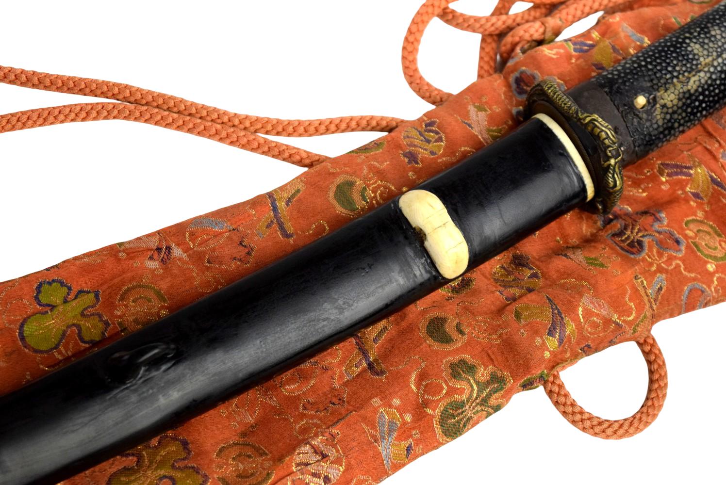 Fine Shinshinto Japanese Samurai Wakizashi Sword in Aikuchi Style Mounts with Samegawa Hilt