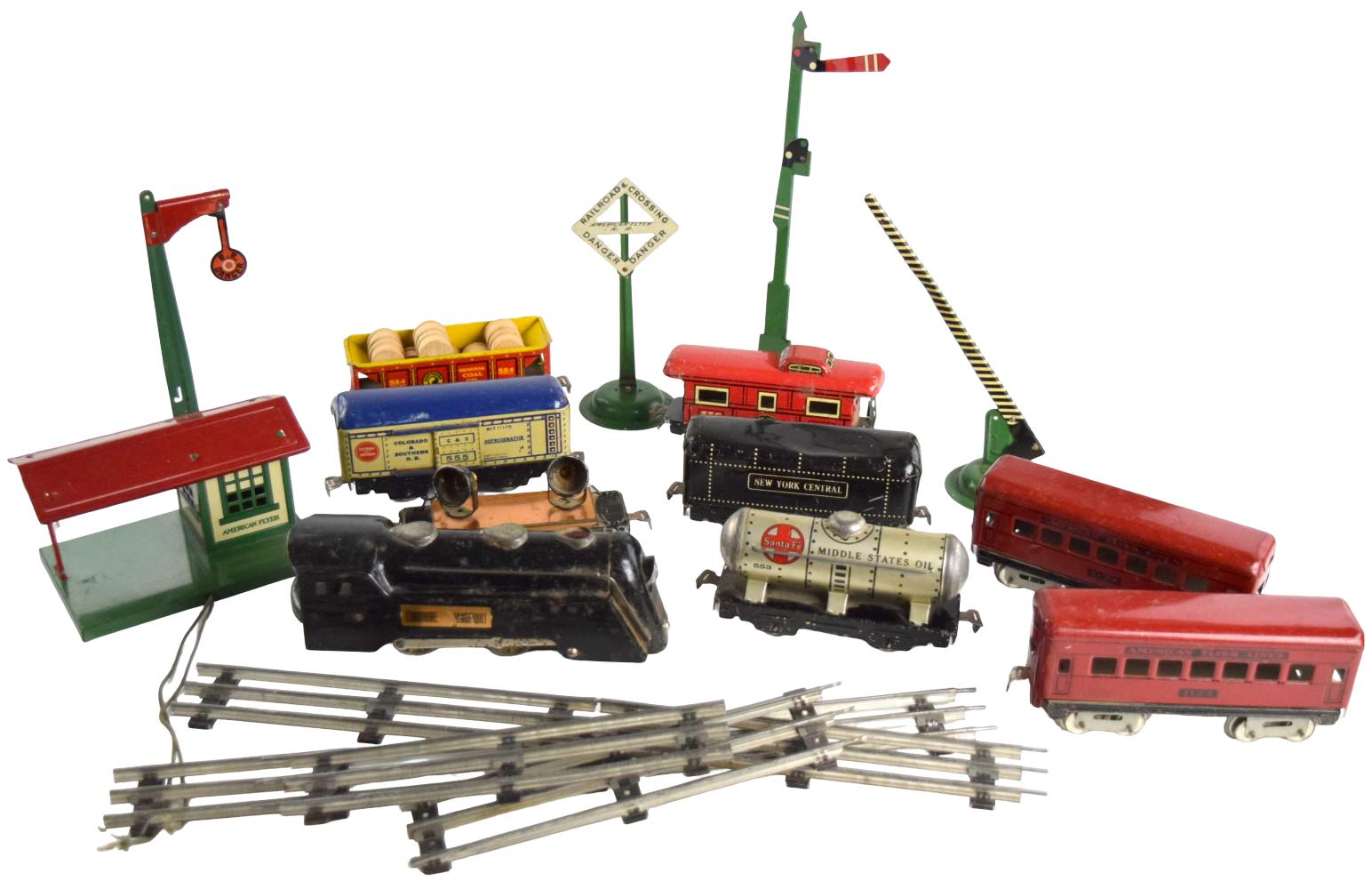 Group Vintage Railroad Toy Cars And Accessories