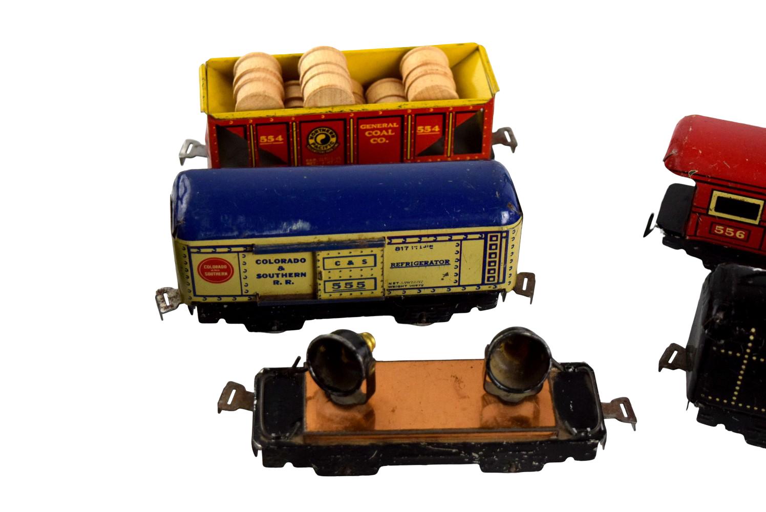 Group Vintage Railroad Toy Cars And Accessories