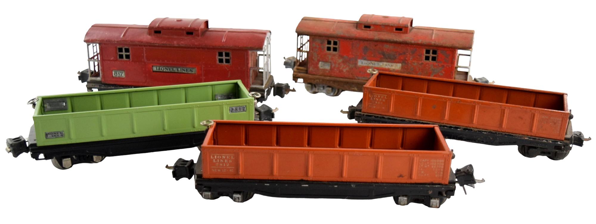Group Lionel O Gauge Prewar 2812, 2817, 817 Cars