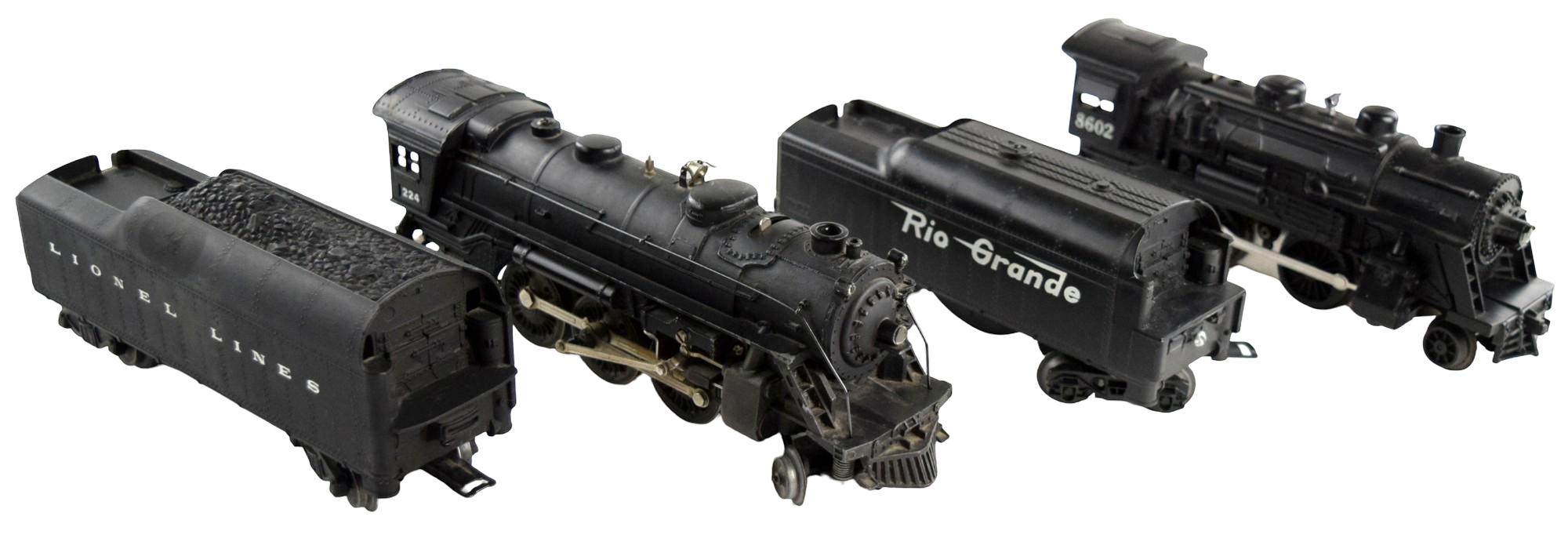 Vintage Lionel Lines 224 and Rio Grande 8602 Steam Engines With Tenders