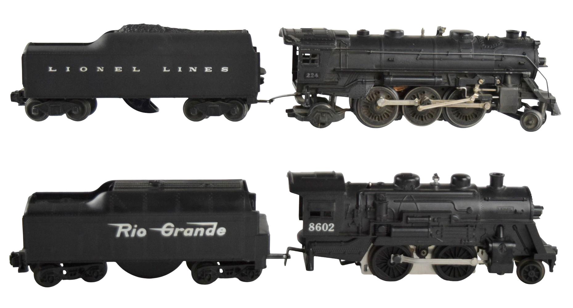 Vintage Lionel Lines 224 and Rio Grande 8602 Steam Engines With Tenders