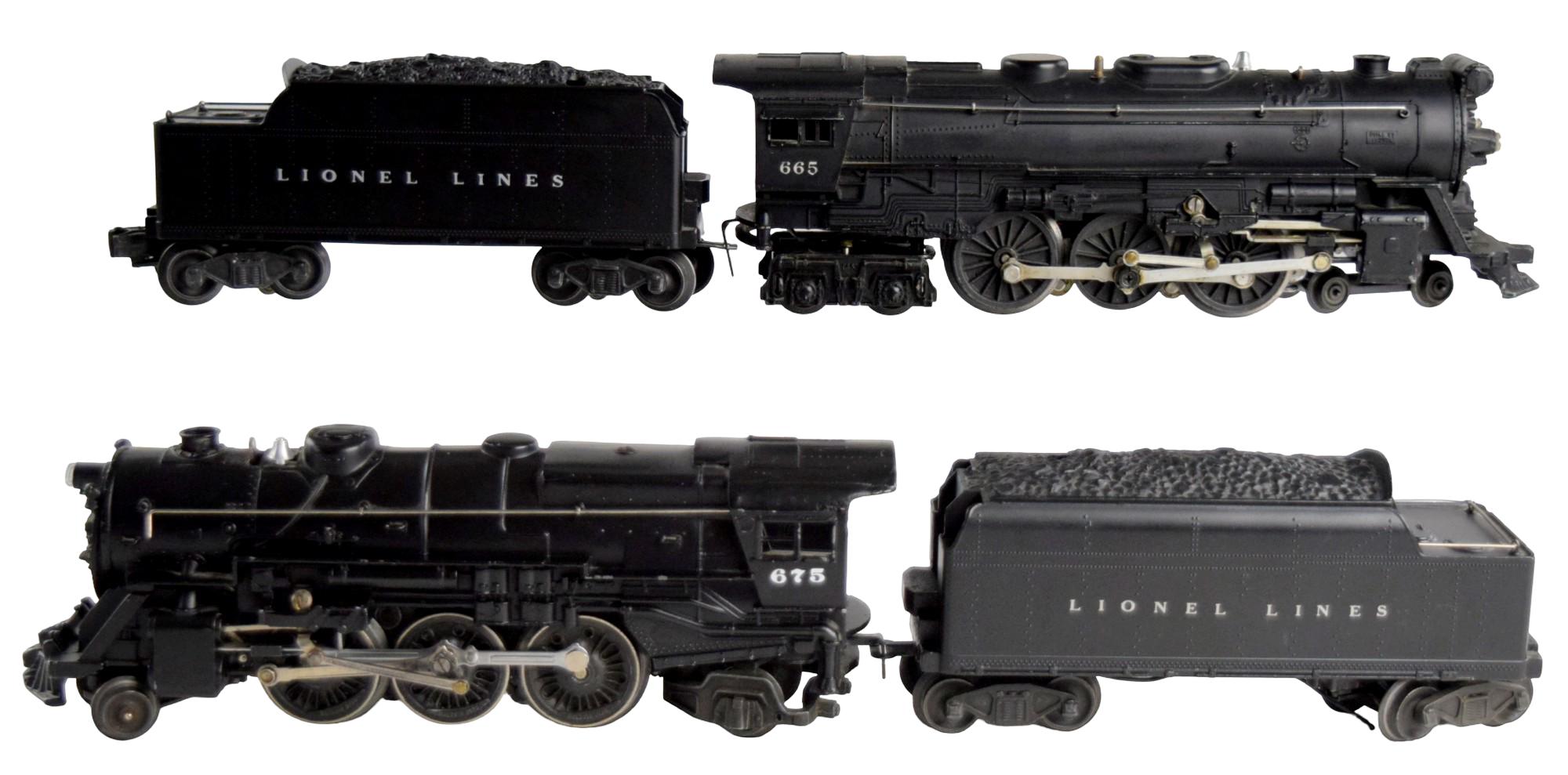 Vintage Lionel Lines 665 and 675 Steam Engines With Tenders