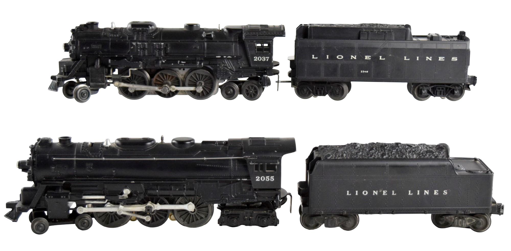 Vintage Lionel Lines 2037 and 2055 Steam Engines With Tenders