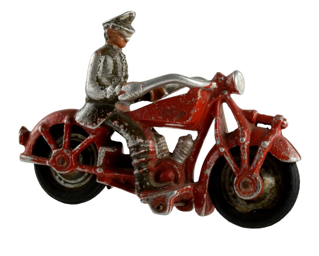RARE 1930's Hubley Indian Police Motorcycle Cast Iron Toy