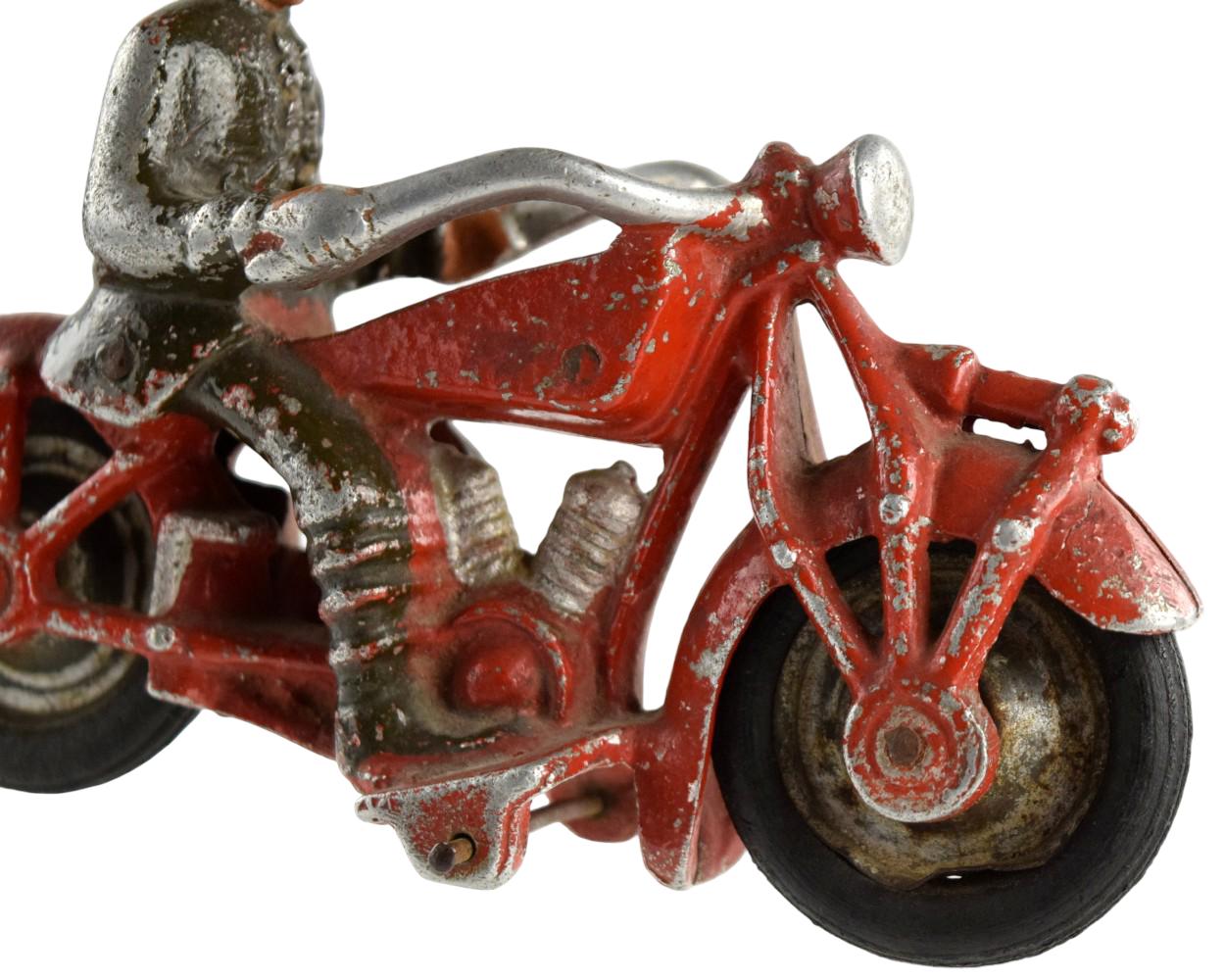 RARE 1930's Hubley Indian Police Motorcycle Cast Iron Toy
