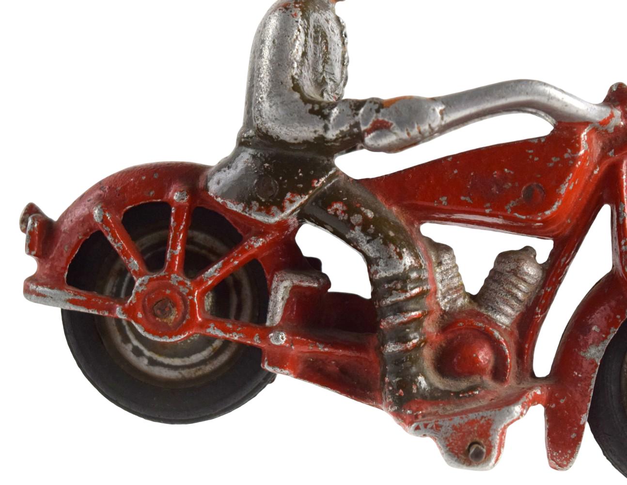 RARE 1930's Hubley Indian Police Motorcycle Cast Iron Toy