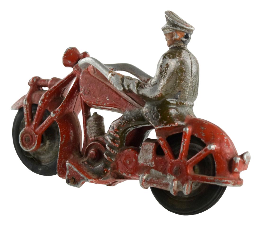RARE 1930's Hubley Indian Police Motorcycle Cast Iron Toy