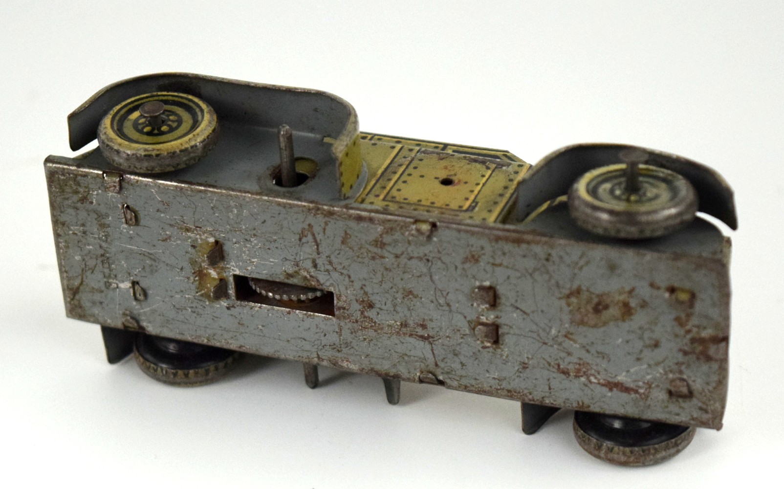 A GERMAN D.R.G.M. GAMA T56 TINPLATE CLOCKWORK TOY ARMED CAR