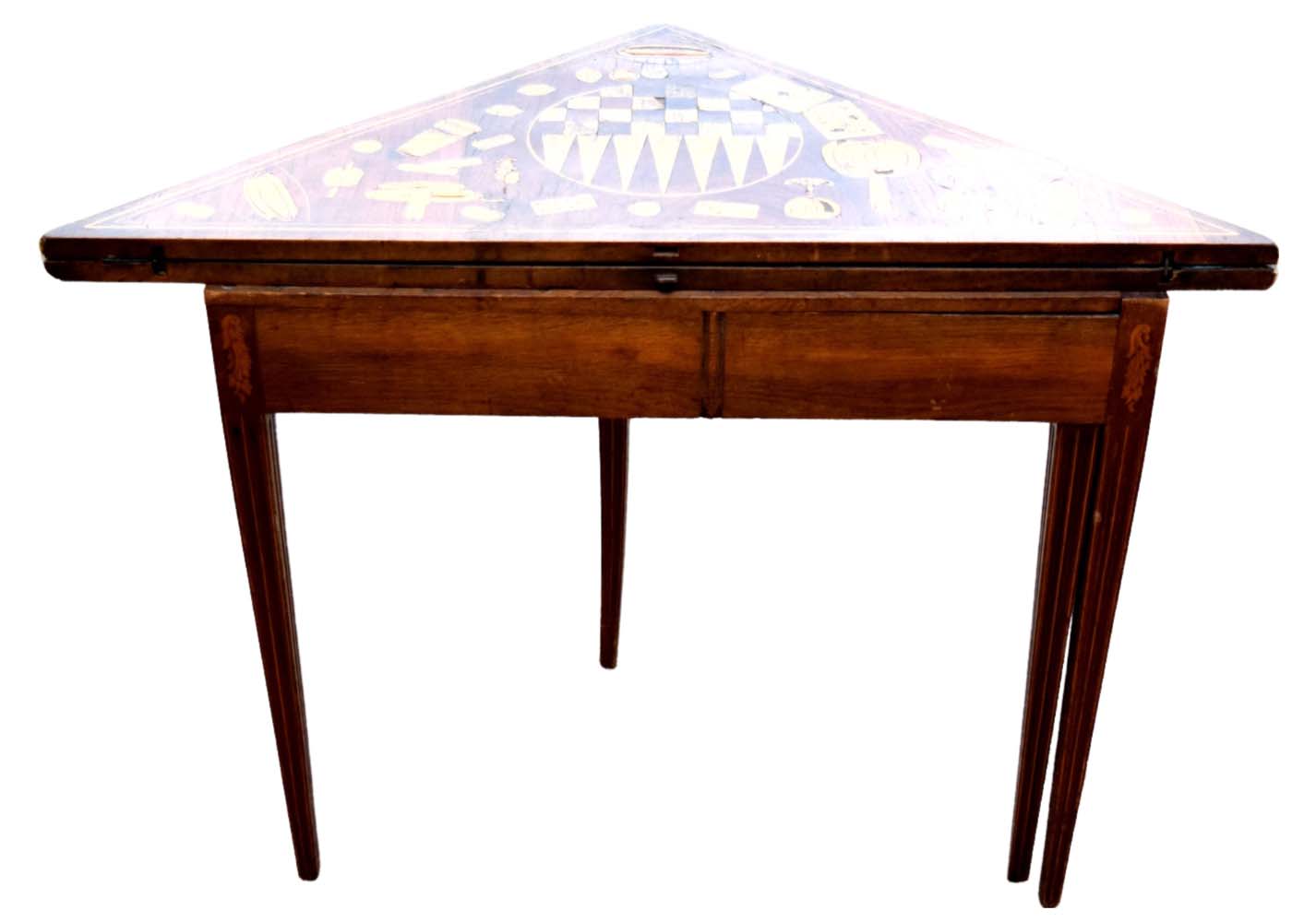Exclusive 18th Century Triangular Folding Inlaid Game Table