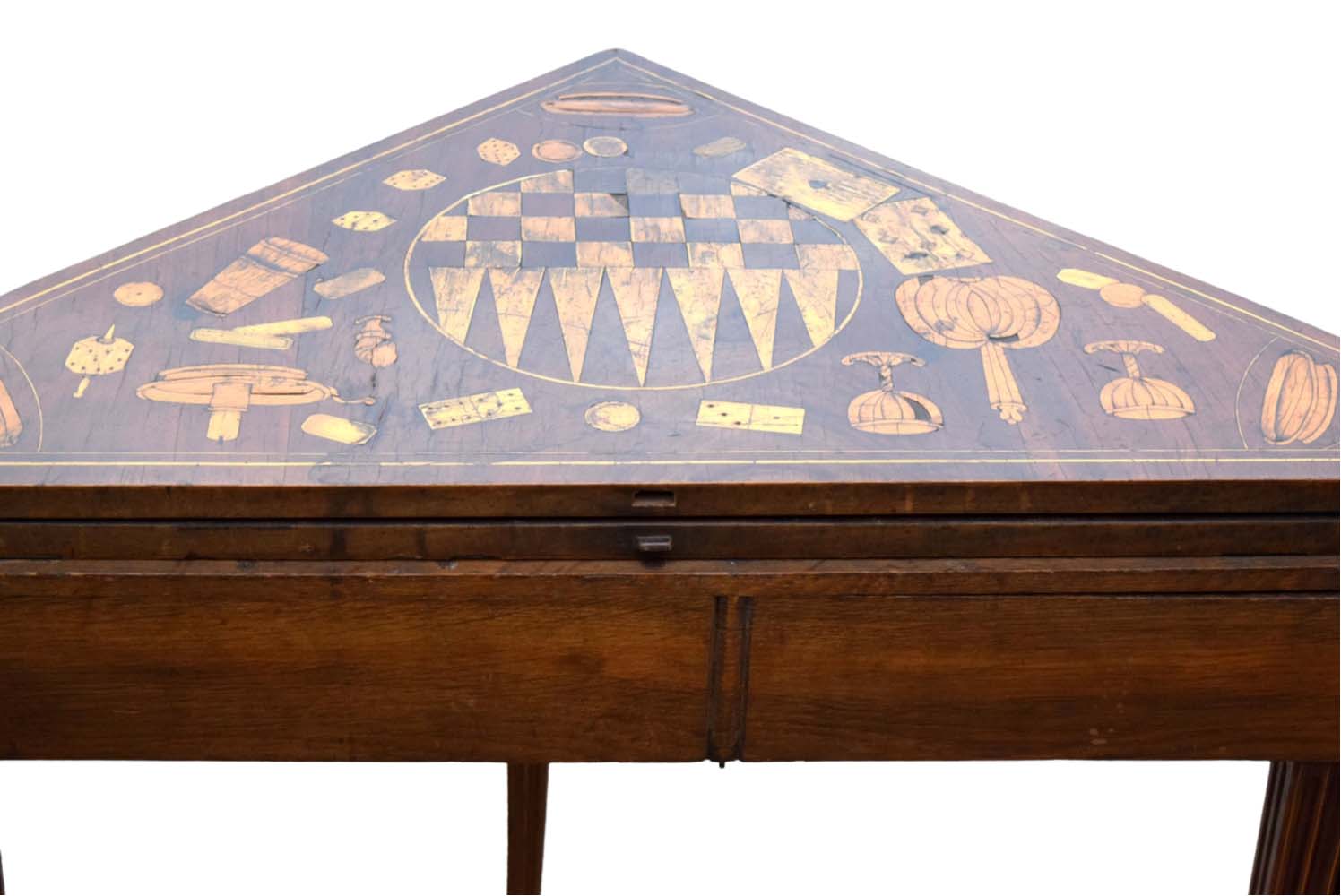 Exclusive 18th Century Triangular Folding Inlaid Game Table
