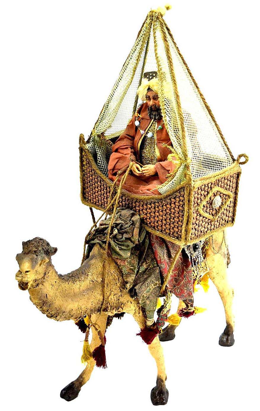 AWESOME LARGE ANTIQUE ISLAMIC ARABIC ARAB PAPIER MACHE WISEMAN ON CAMEL, A HIGHLY DETAILED AND ATTRACTIVE LARGE PIECE.