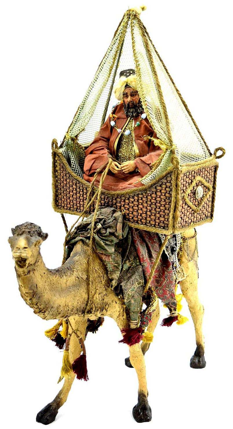 AWESOME LARGE ANTIQUE ISLAMIC ARABIC ARAB PAPIER MACHE WISEMAN ON CAMEL, A HIGHLY DETAILED AND ATTRACTIVE LARGE PIECE.
