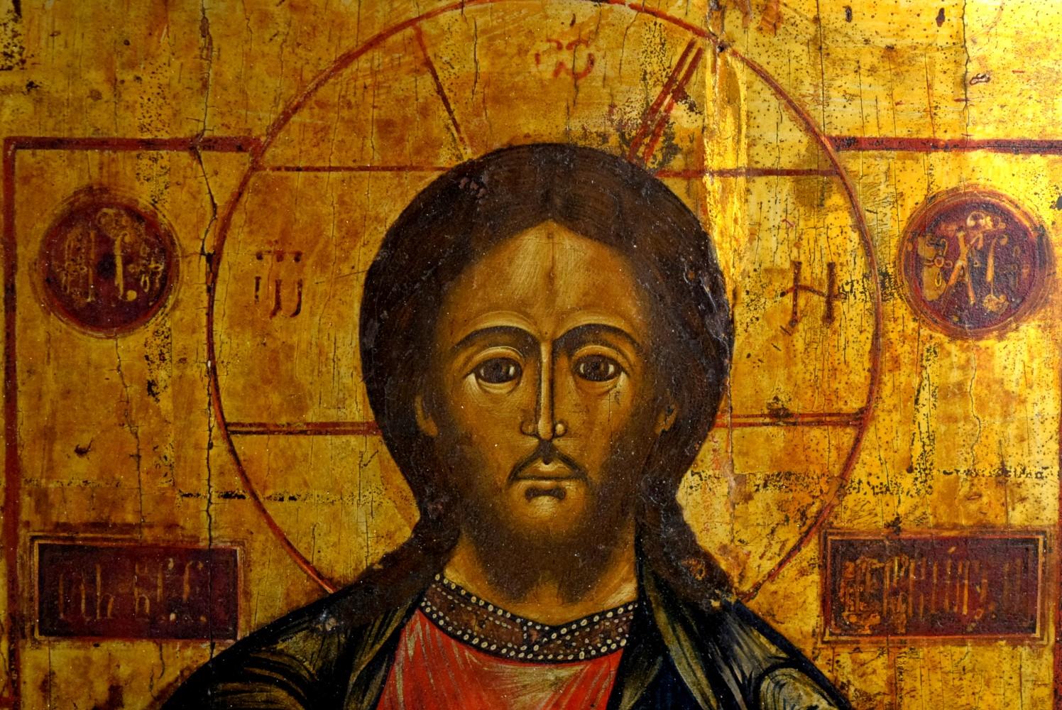 Russian Orthodox Icon of Christ Pantocrator with Saints, 18thâ19th Century