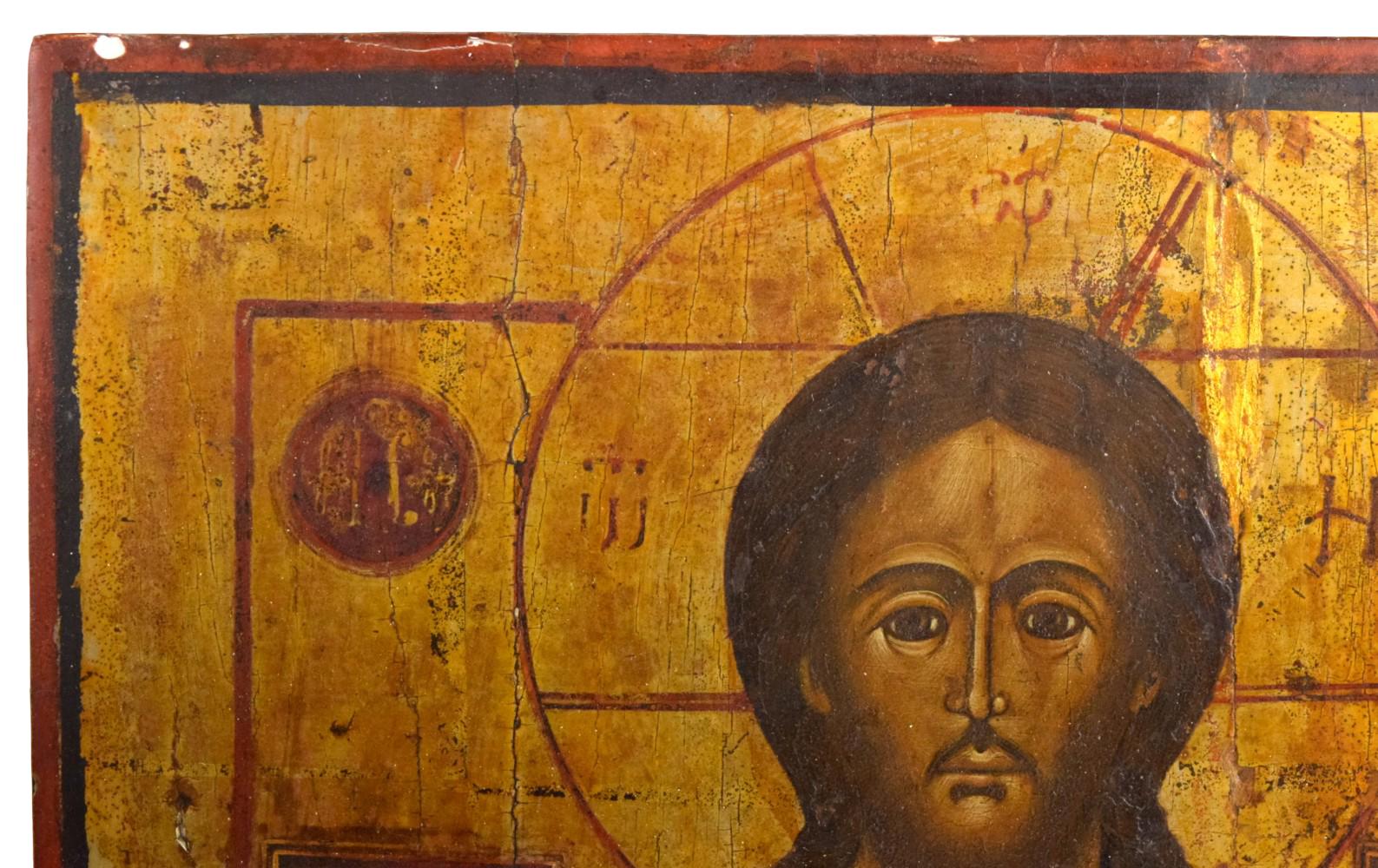 Russian Orthodox Icon of Christ Pantocrator with Saints, 18thâ19th Century