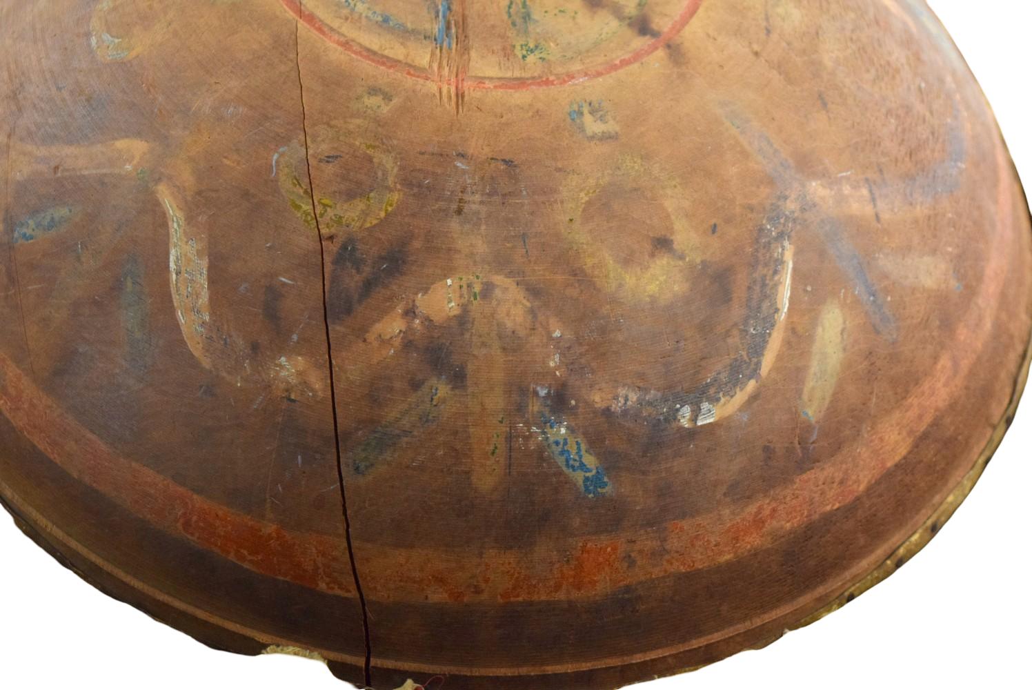 Antique American Indian Wooden and Leather Medicinal Drum. personal sacred object used for healing, prayer, or specific ceremonies.