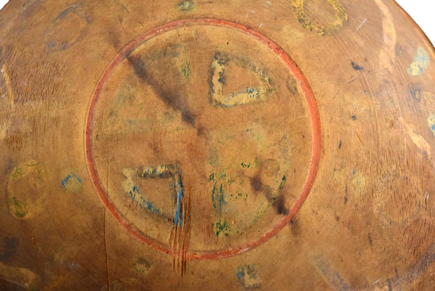 Antique American Indian Wooden and Leather Medicinal Drum. personal sacred object used for healing, prayer, or specific ceremonies.
