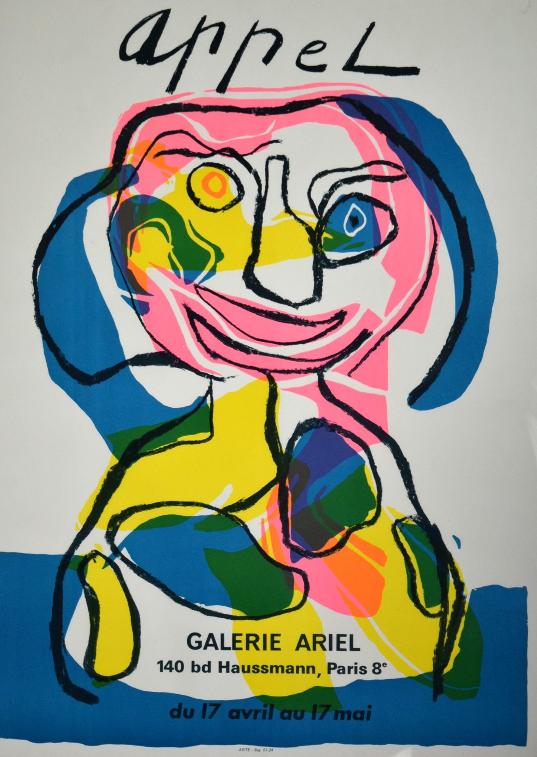 1971 VINTAGE ORIGINAL KAREL APPEL GALERIE ARIEL POSTER