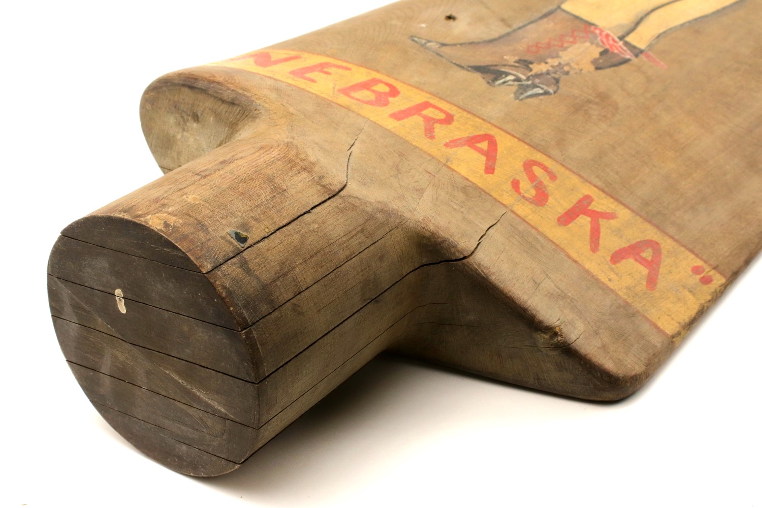 PORTRAIT OF NEBRASKA NUDE AVIATRIX PAINTED ON 1/2 WOODEN CROP DUSTER AIRPLANE PROPELLER