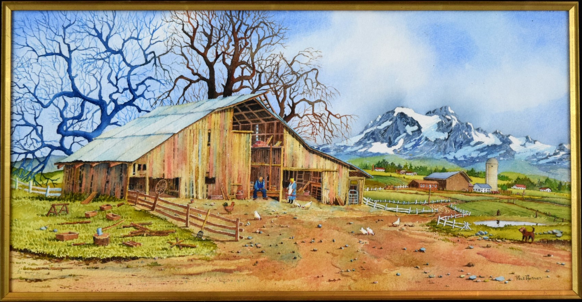 American Phil Horner Watercolor Alaska Painting.