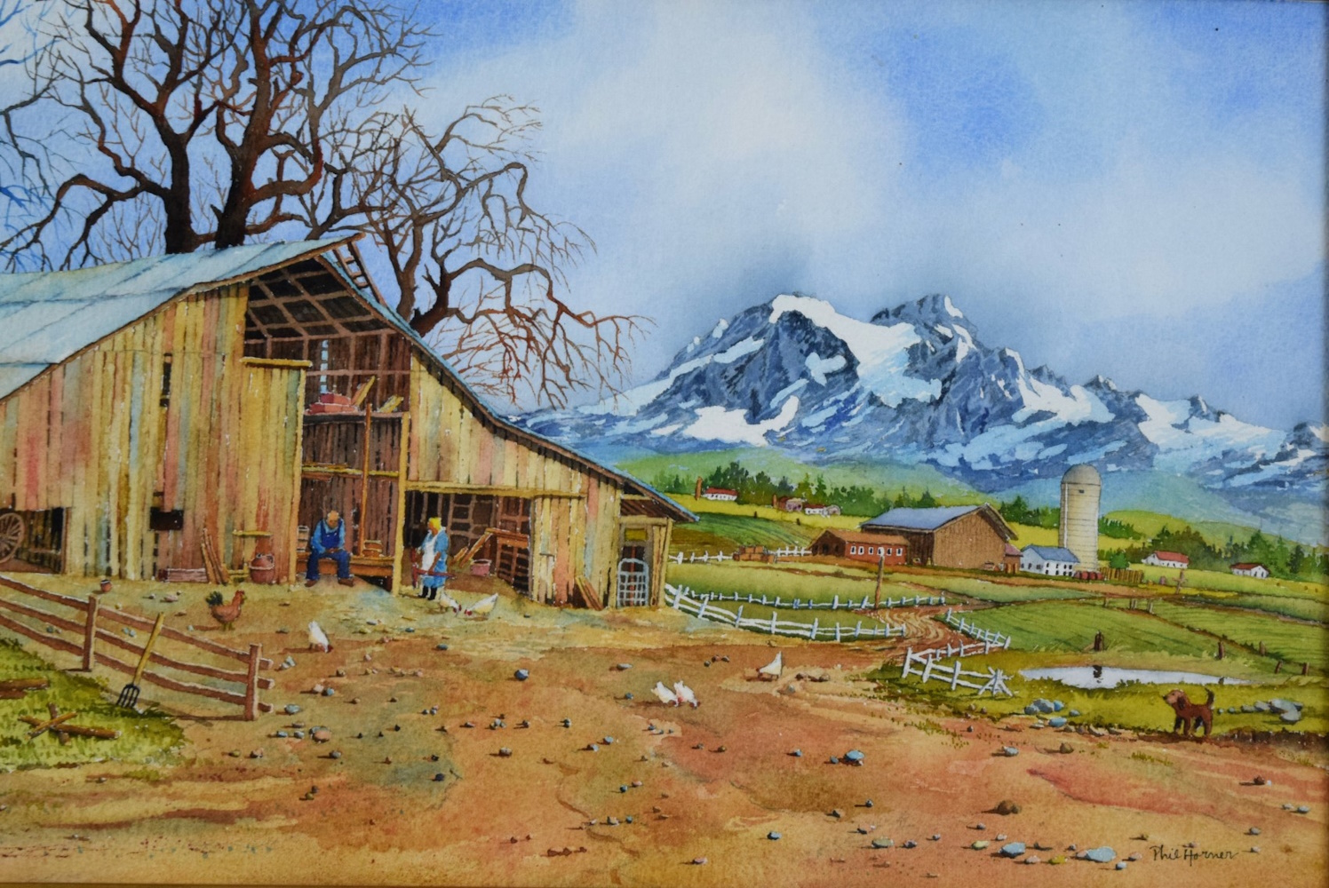 American Phil Horner Watercolor Alaska Painting.