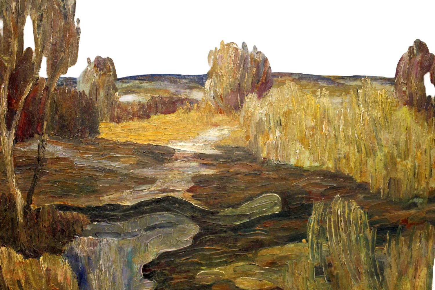 VLADIMIR CHUB (RUSSIAN/UZBEK, B. 1940) OIL PAINTING "EARLY SPRING",1973