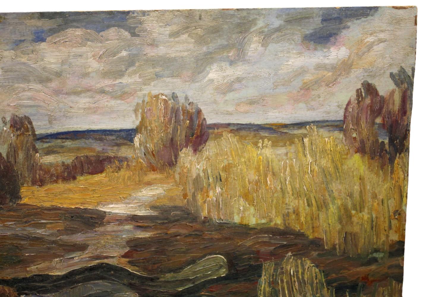 VLADIMIR CHUB (RUSSIAN/UZBEK, B. 1940) OIL PAINTING "EARLY SPRING",1973