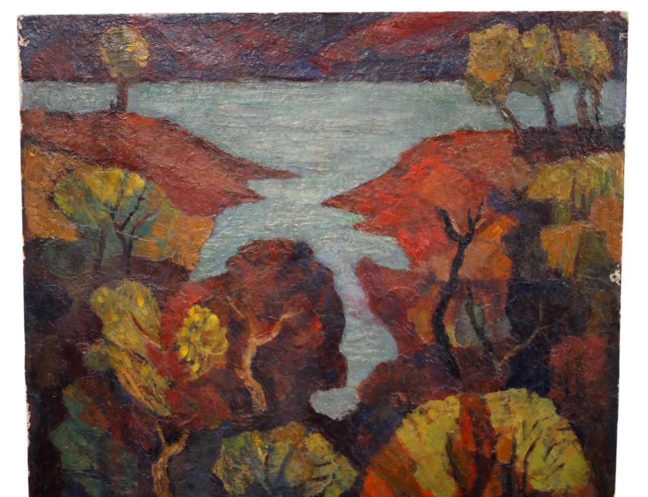 VLADIMIR CHUB (RUSSIAN/UZBEK, B. 1940) OIL PAINTING "AUTUMN", 1986
