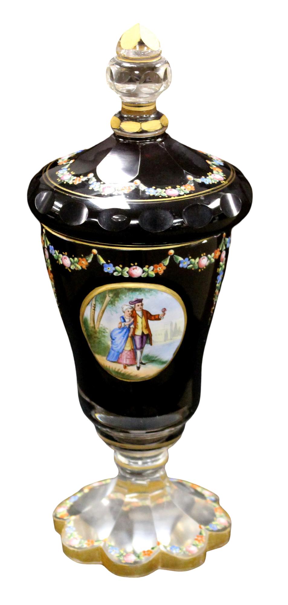 Moser Bohemian Crystal Enamel Bonbonniere 19th Century