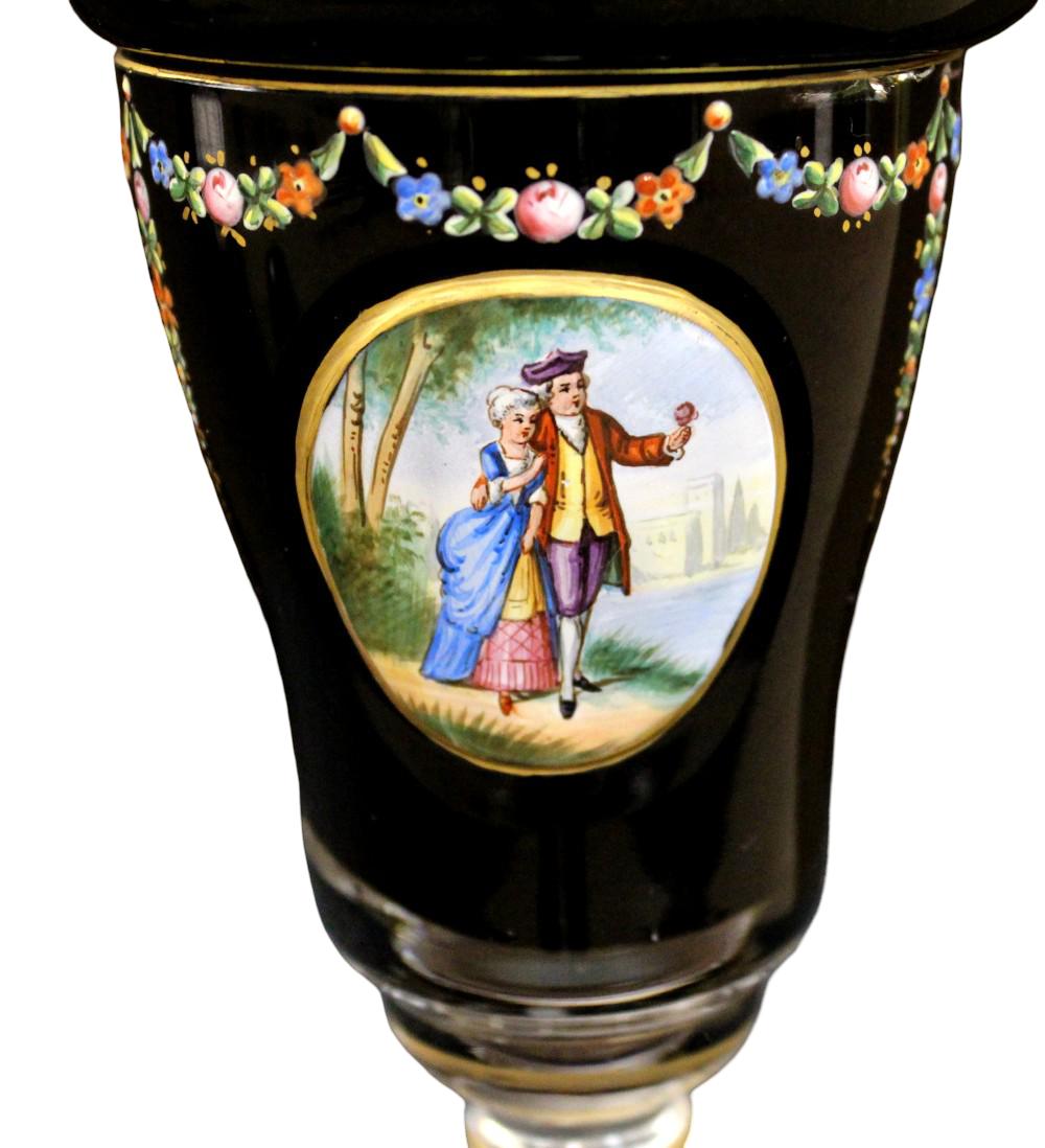 Moser Bohemian Crystal Enamel Bonbonniere 19th Century
