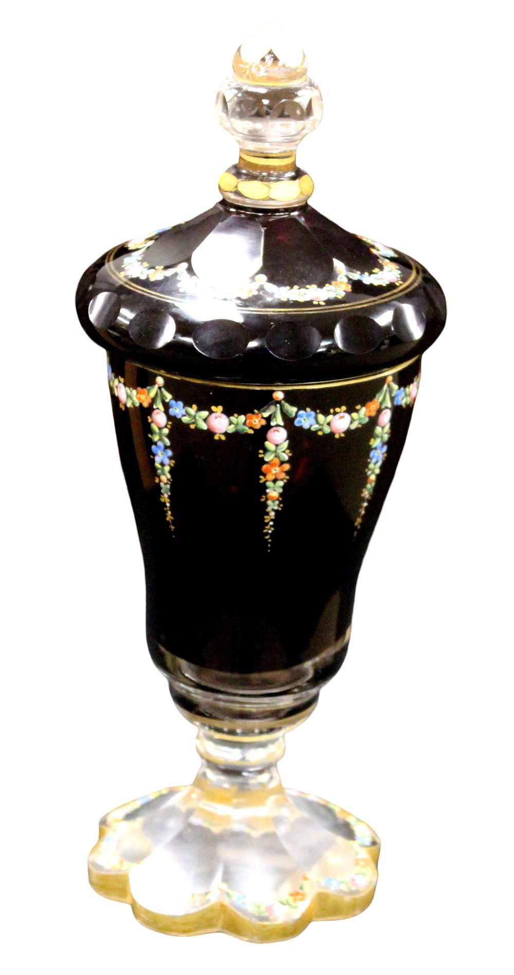 Moser Bohemian Crystal Enamel Bonbonniere 19th Century
