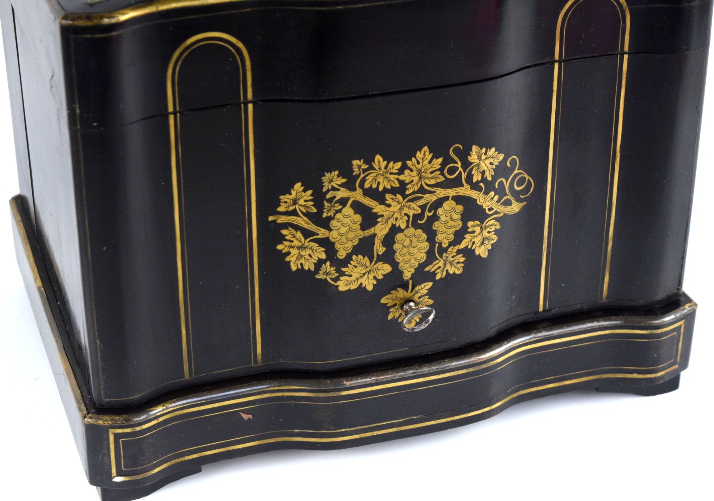 19th C. French Napoleon III Style Ebonized Tantalus Liquor Cabinet