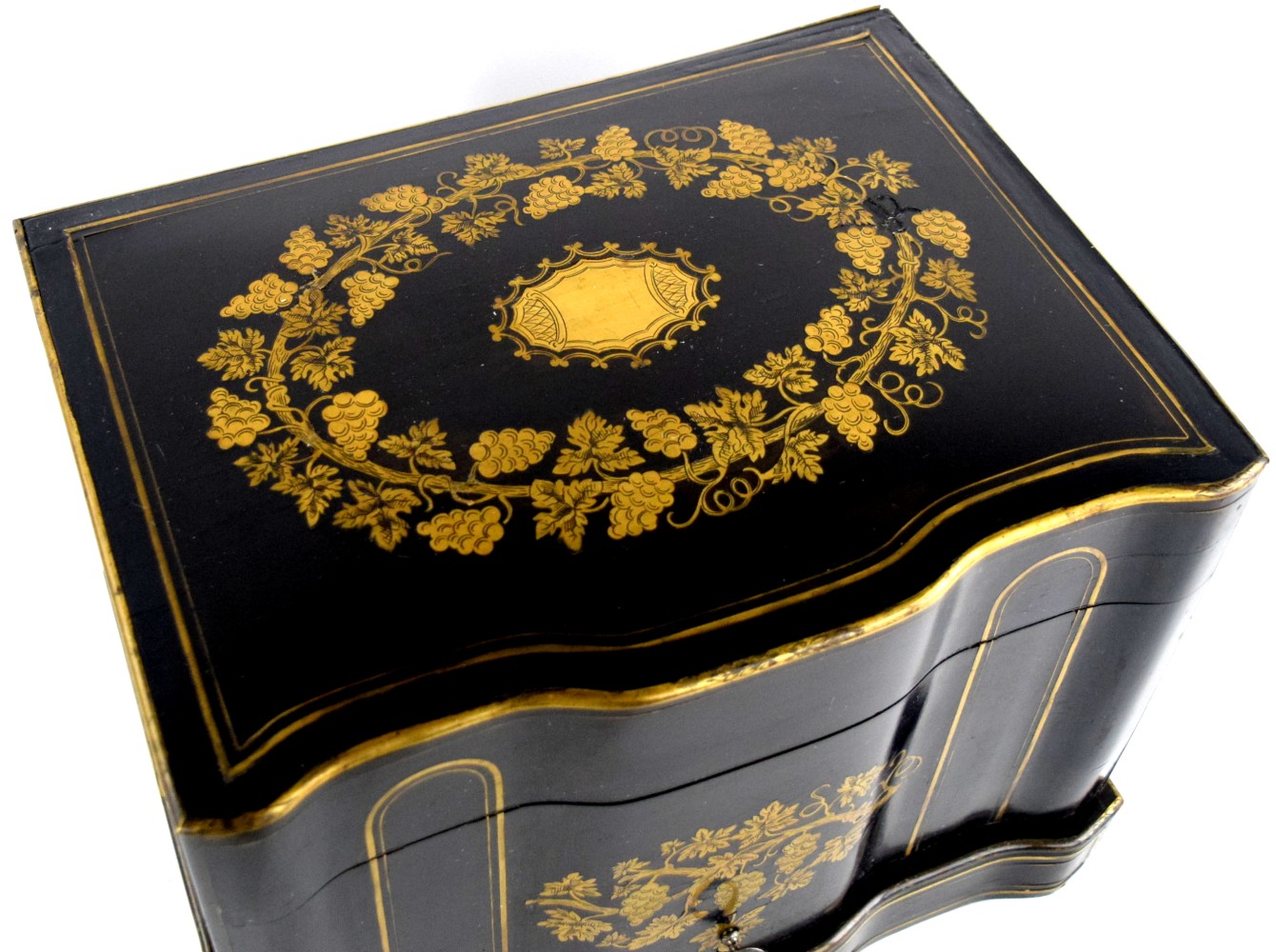 19th C. French Napoleon III Style Ebonized Tantalus Liquor Cabinet