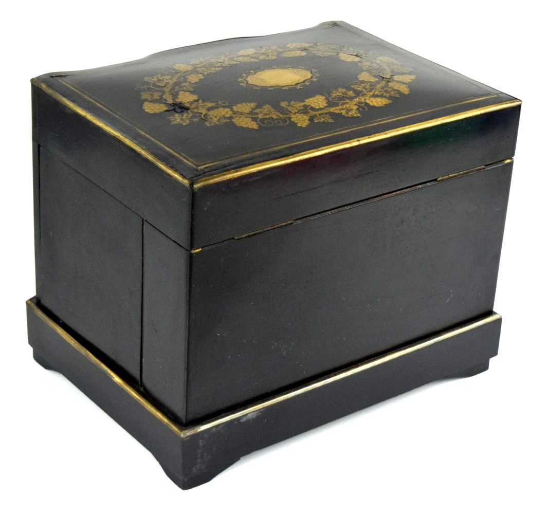 19th C. French Napoleon III Style Ebonized Tantalus Liquor Cabinet
