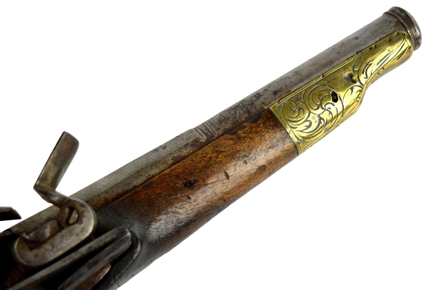 ANTIQUE LATE 18TH, EARLY 19TH C. SPANISH MIQUELET FLINTLOCK PISTOL