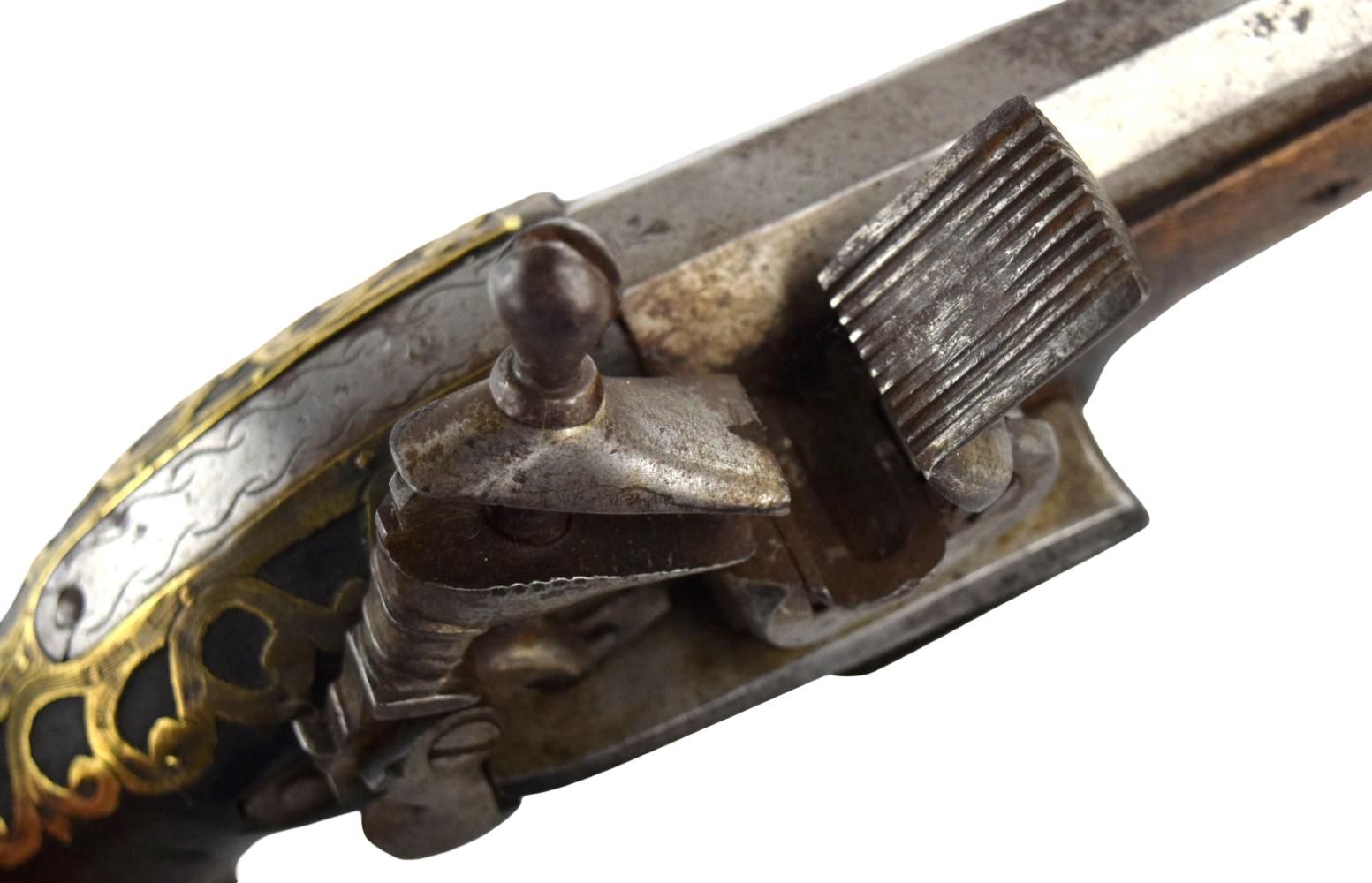 ANTIQUE LATE 18TH, EARLY 19TH C. SPANISH MIQUELET FLINTLOCK PISTOL