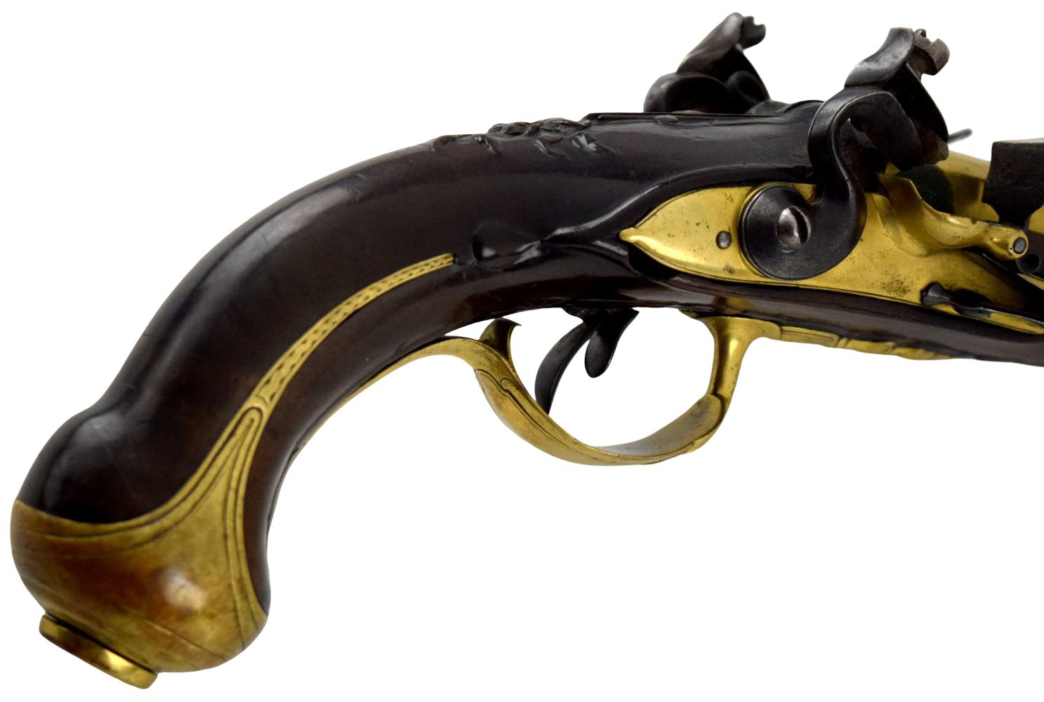 RARE 18TH C. EUROPEAN DOUBLE BARREL FLINTLOCK PISTOL