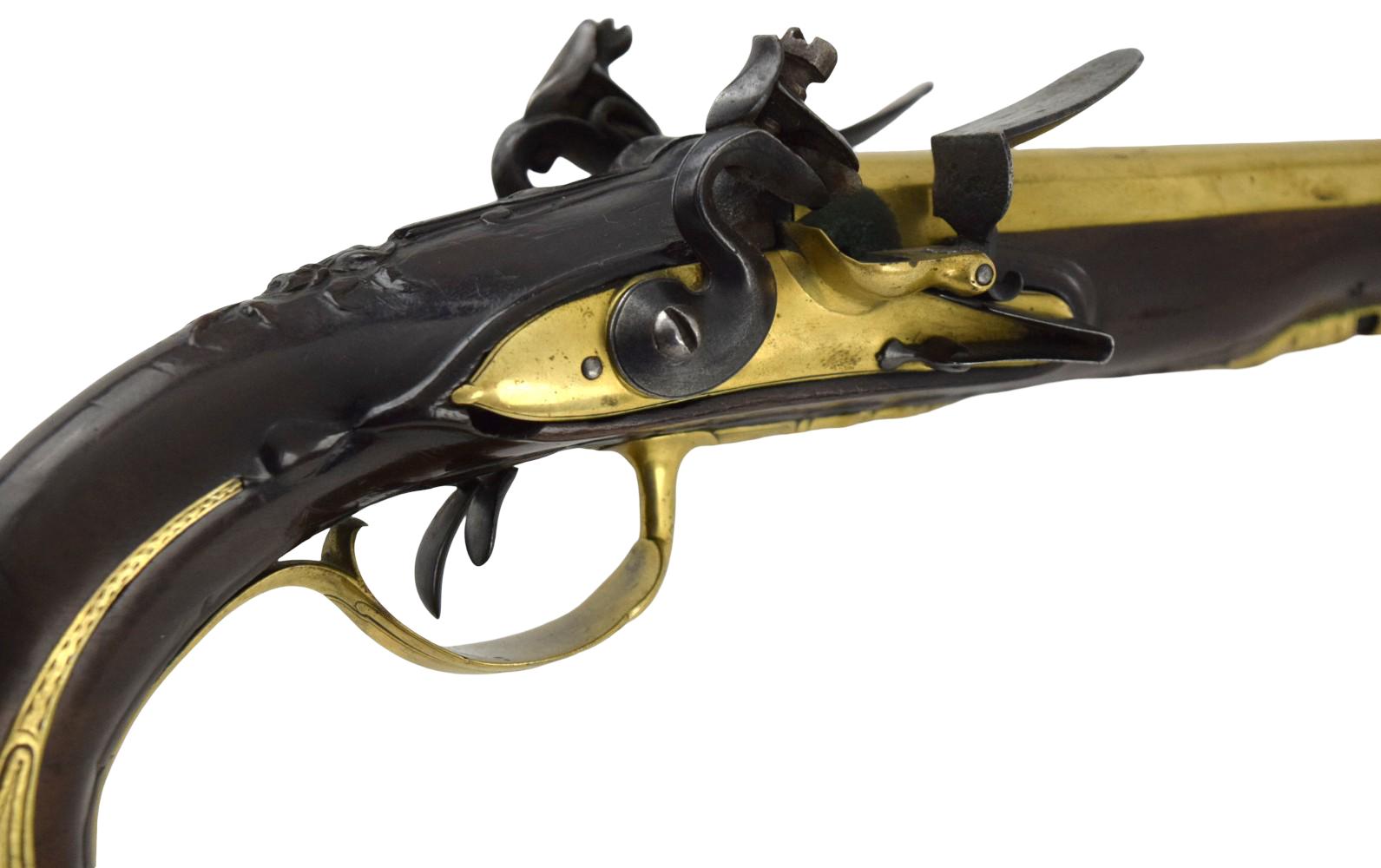 RARE 18TH C. EUROPEAN DOUBLE BARREL FLINTLOCK PISTOL
