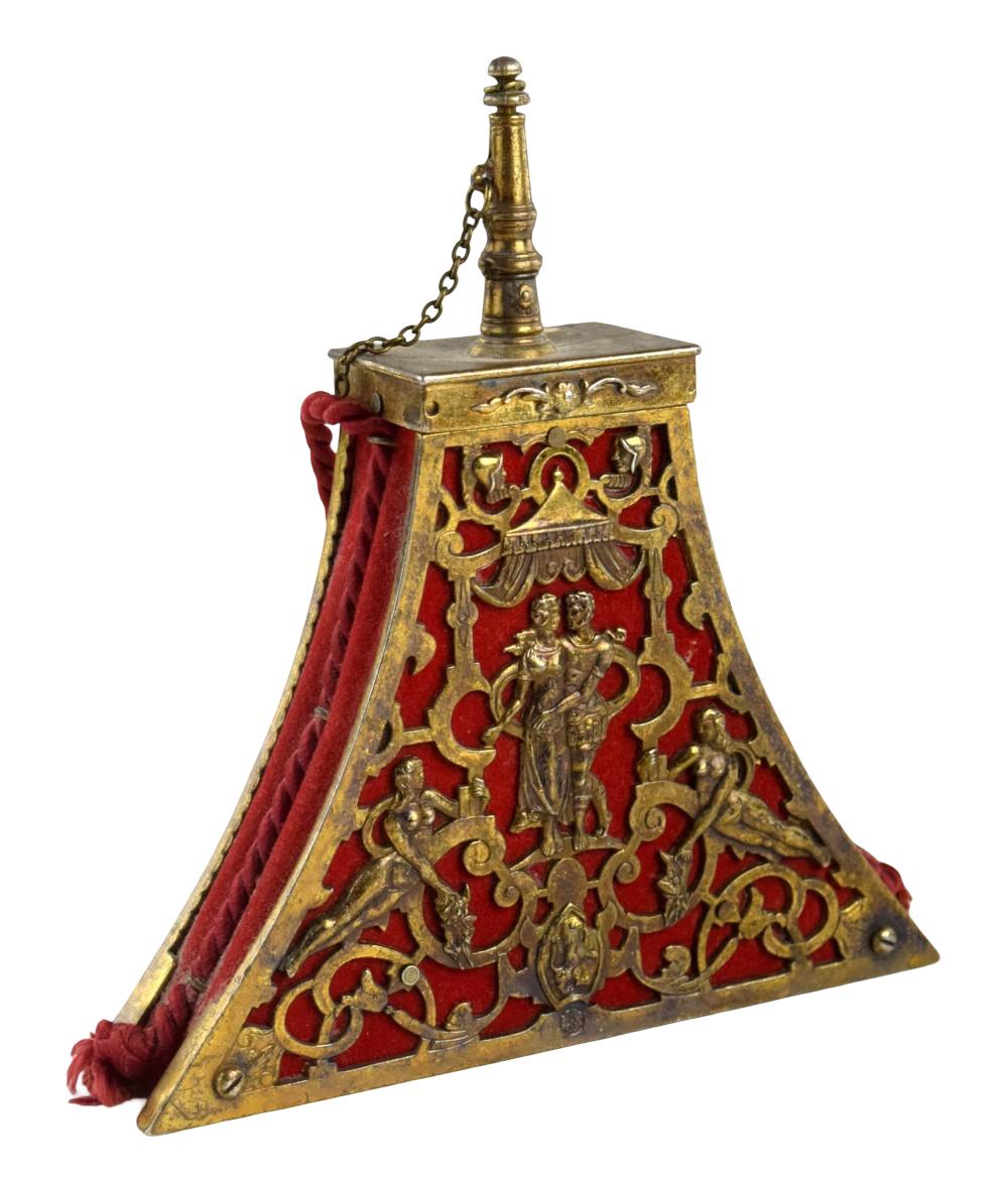 VERY ATTRACTIVE 17TH C. STYLE CONTINENTAL MUSKETEER'S LARGE POWDER FLASK