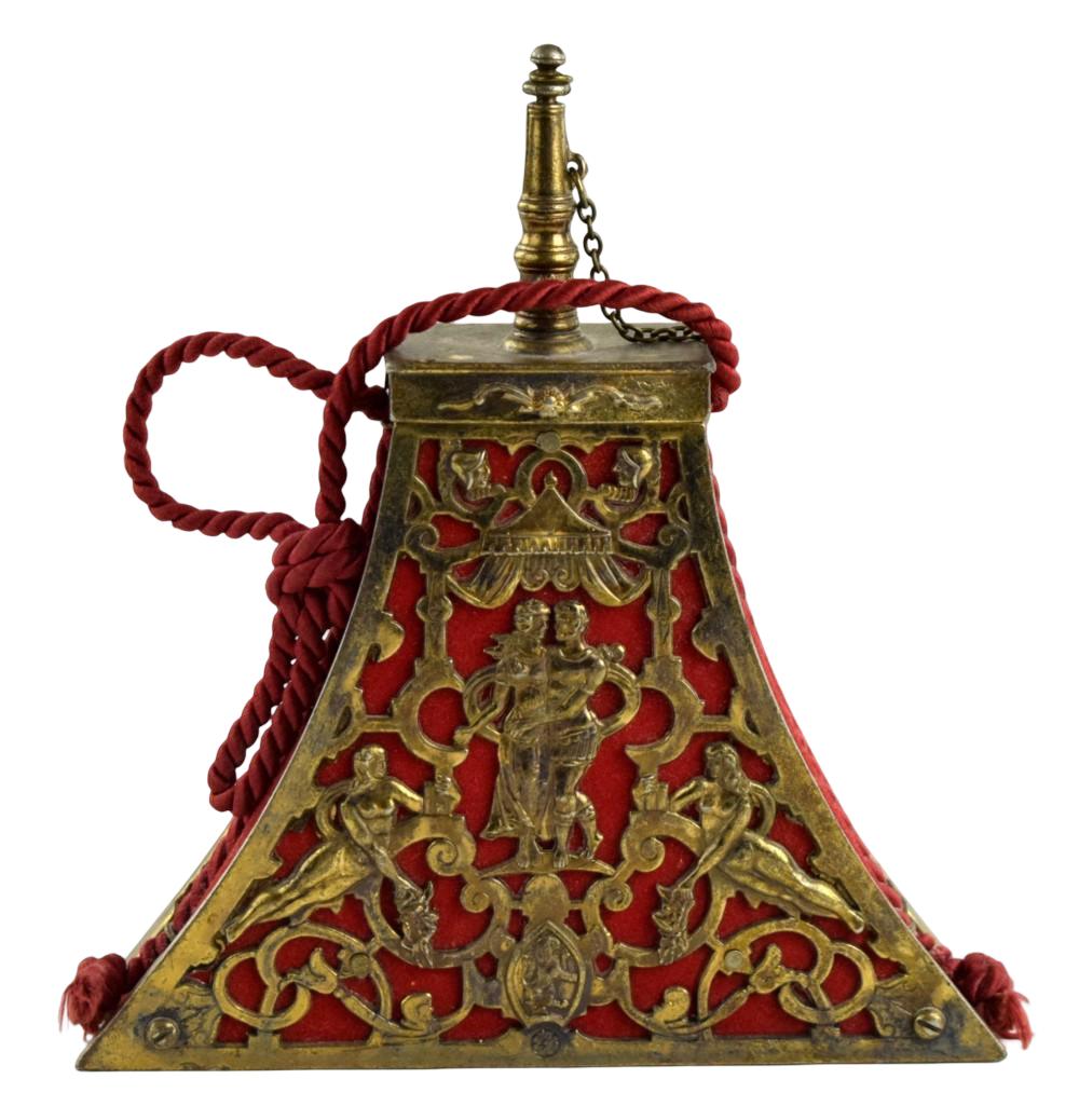 VERY ATTRACTIVE 17TH C. STYLE CONTINENTAL MUSKETEER'S LARGE POWDER FLASK